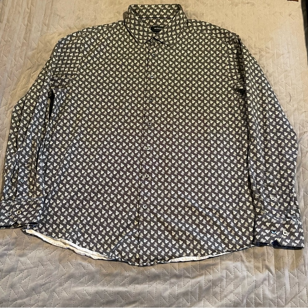 Bugatchi button down paisley print shirt‎ mens XXL pre-owned condition